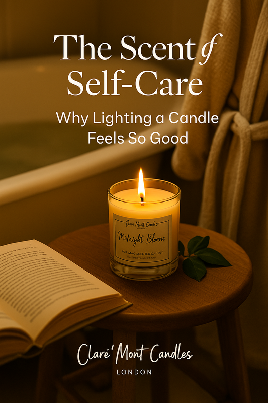 Candle and book by the side of a steaming bubble bath.