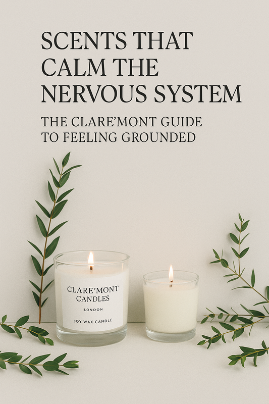 Two candles with a header which reads Scents that calm the nervous system
