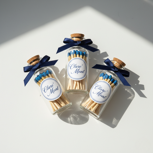 Blue tipped and gorgeous. Matches in a glass vial with a cork stopper. 