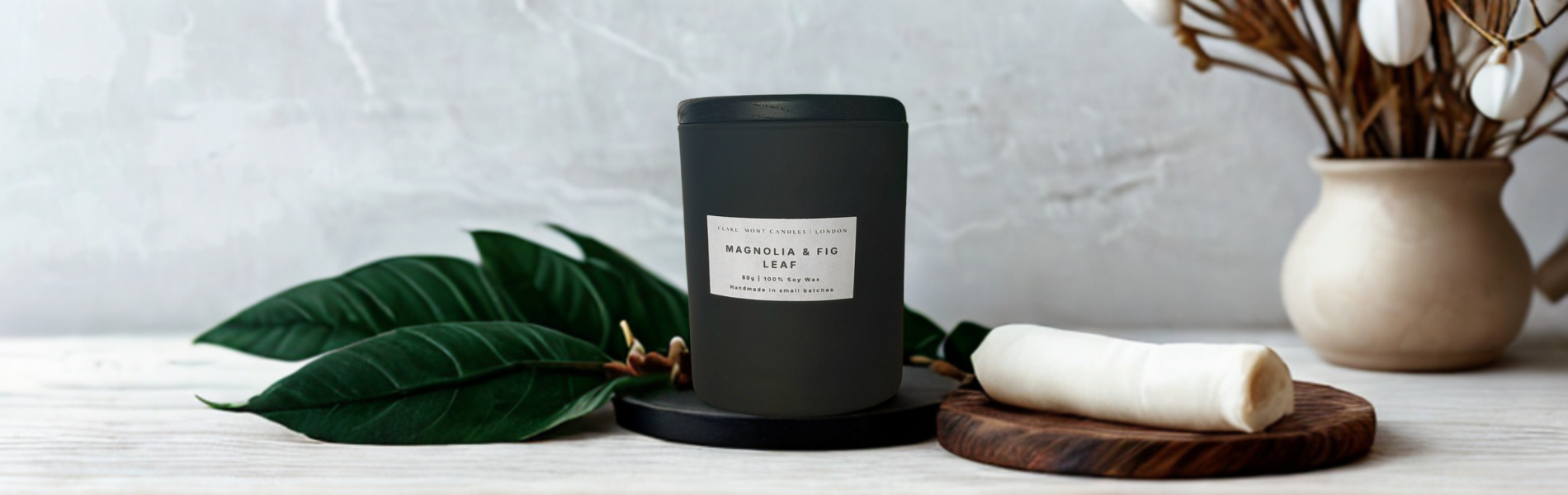 Clare`Mont Candles Hero Image Magnolia and Fig Leaf