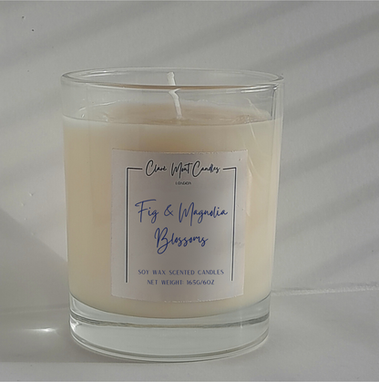 Scented candle with a label on a white background