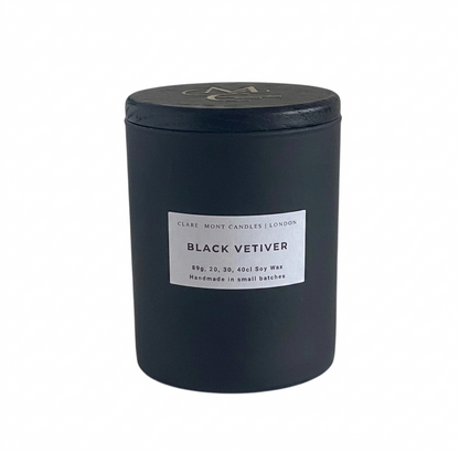 Clare' Mont Candles Black Vetiver  hand-poured soy candle East London