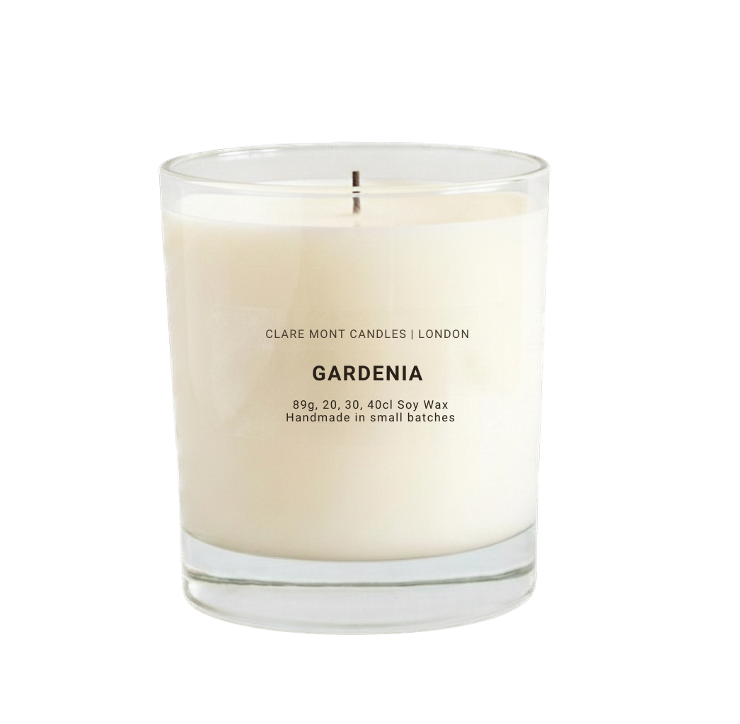 Claremont Candles Gardenia candle on a white background