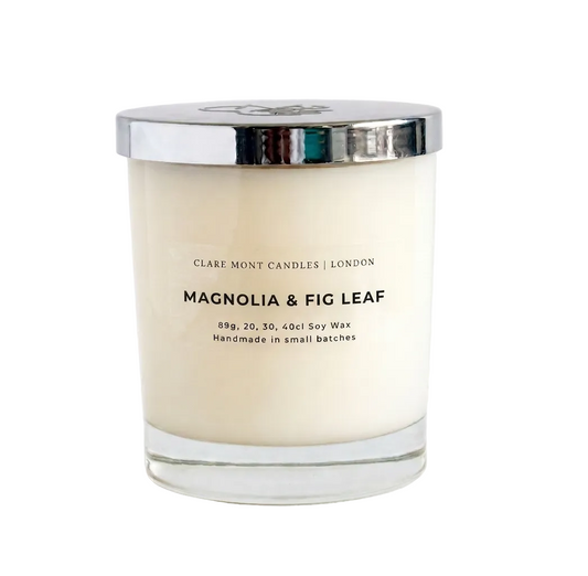 Clare' Mont Candles Magnolia & Fig Leaf hand-poured soy candle East London