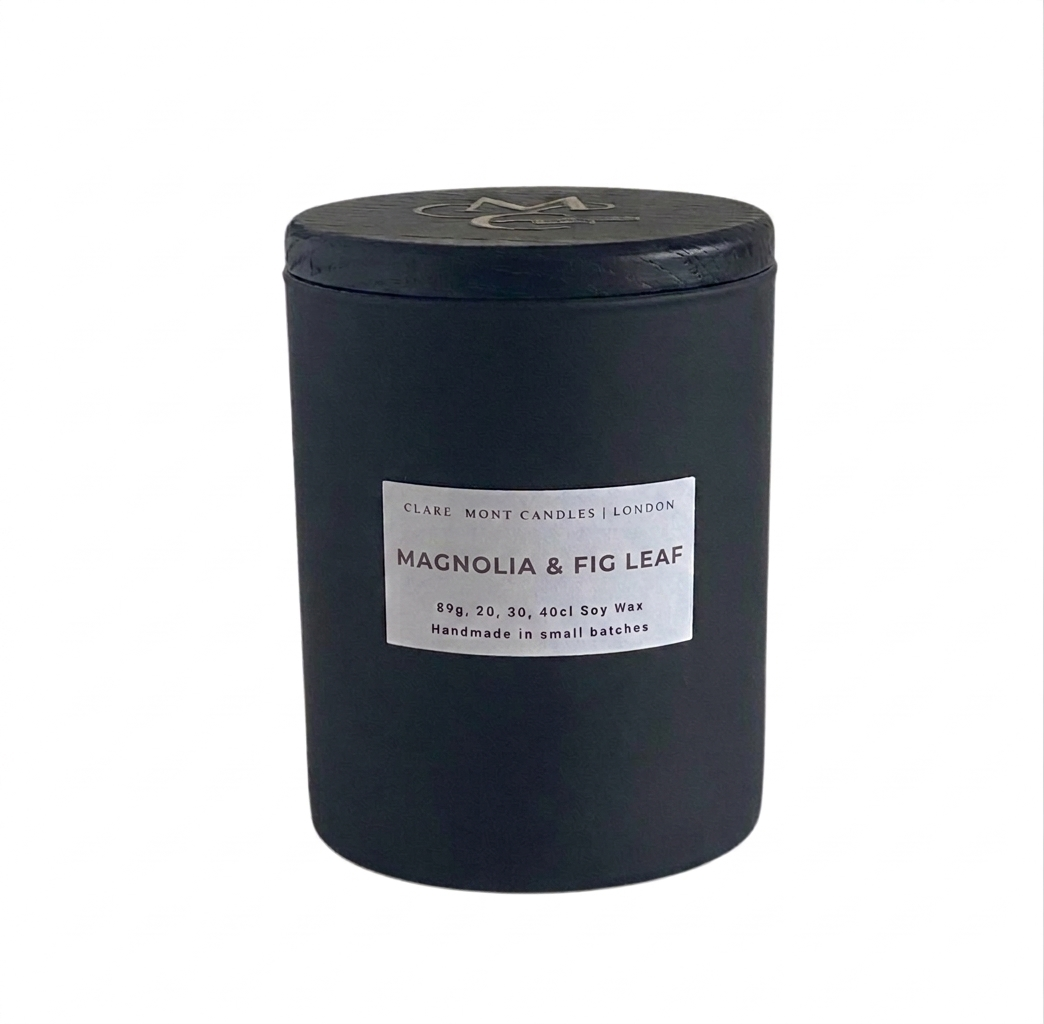 Clare' Mont Candles Magnolia & Fig Leaf hand-poured soy candle East London