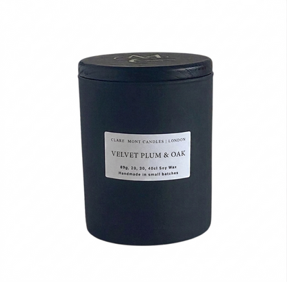 Clare' Mont Candles Velvet Plum & Oak  hand-poured soy candle East London